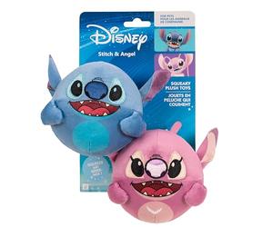 Disney Stitch and Angel Plush Dog Toy 2-Pack - Two 3.5-Inch Plush with Squeakers Inside