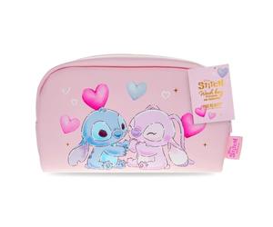 Disney Stitch and Angel Wash Bag | Officially Licensed | I Heart Stitch | PU Leather Toiletry Bag | Travel Makeup Bag | Disney Gift for Women | Mad Beauty