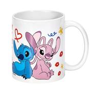 Disney Stitch & Angel 11oz Ceramic Mug - Just Chill 325mlCoffee Cup, Dishwasher & Microwave Safe, Officially Licensed Gift for Kids & Adults
