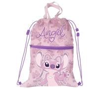 Disney Stitch Angel Backpack for School and Leisure, 2 Compartments with External Zip and Drawstring Closure, 44 x 34 cm