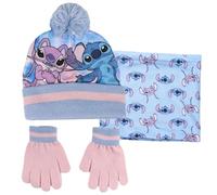 Disney Stitch & Angel Bobble Hat + Snood Scarf + Gloves Set Girls 3 Piece Winter Set Gift