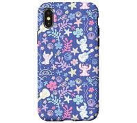Disney Stitch & Angel Fluffy Summer Ocean Vibes Pattern Case for iPhone X/XS