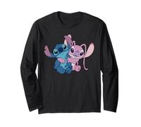 Disney Stitch & Angel Hug Valentine's Day Couples 2-Sided Long Sleeve T-Shirt