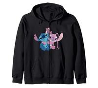 Disney Stitch & Angel Hug Valentine's Day Couples 2-Sided Zip Hoodie