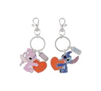 Disney Stitch & Angel Kids Cartoon BFF Heart Charm 2Pcs Keychain Set