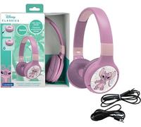 Disney Stitch Angel Kids Headphones Bluetooth Wired Foldable Mic Pink