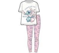 Disney Stitch & Angel Ladies 2-Piece Cotton Pyjamas Set - Soft and Cosy Sleepwear with Long Sleeve Top and Printed Bottoms - Size 16-18