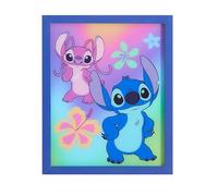 Disney Stitch & Angel LED Wall Art,Colorful Kids Room Décor, Lilo & Stitch Cartoon Print, Rainbow Framed Artwork for Bedroom, Nursery, or Playroom,9.5” x11.5”