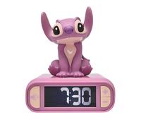 LEXIBOOK, Disney Stitch, Angel Night Light Alarm Clock, Sounds and Melodies, Backlit LCD Screen, Luminous, Snooze, pink, EinheitsgroBe