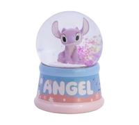 Disney Stitch Angel Snow Globe 9.5cm - Glass Glitter Water Globe with Pink Angel Character & Decorative Base, Cute Bedroom Ornament, Boxed Gift for Girls Kids Adults Fans