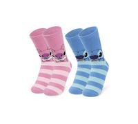 Disney Slippers Socks for Women & Teens UK Size 2.5-7.5, Pack of 2 Non Slip Fleece Winter Socks, Soft & Fluffy, Gifts for Her (Multi Stitch/Angel)
