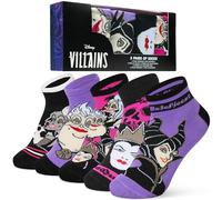 Disney Stitch Ankle Socks for Women 5 Pack Soft Ladies Socks Minnie Mouse Gifts for Her Teens Breathable Sports Casual Work (Multi Villains, 2.5/7.5 UK)