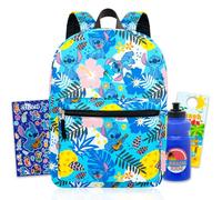 Disney Stitch Backpack for Girls Set - Bundle with 16" School Backpack, Water Bottle, Stickers, More | Stitch School Bag for Kids Set