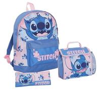 Disney Stitch Backpack + Lunch Bag + Pencil Case Girls 3 Piece School Bag Set