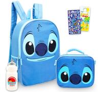 Disney Stitch Backpack with Lunch Box for Kids - Bundle 16" School Bag, Lunchbox, Water Bottle, More | Lilo and Stitch School Backpack with Lunch Bag Set for Boys, Girls, Teens