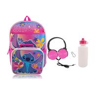 Disney Stitch Backpack With Lunch Box for Kids | Insulated Lunch Bag Lunch Box for Boys, Girls, Toddlers | Backpack for School and Reusable Lunchbox with Matching Headphones and Water Bottle