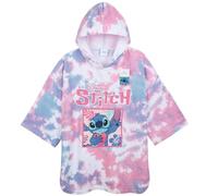 Disney Stitch Bath Towel with Hood for Kids & Teenagers Absorbent Changing Robe Poncho Towel for Swimming Bath Shower Beach Towel Holiday Essentials (Pink/Blue Stitch, 10-13 Years)