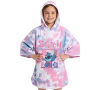 Disney Stitch Bath Towel with Hood for Kids & Teenagers Absorbent Changing Robe Poncho Towel for Swimming Bath Shower Beach Towel Holiday Essentials (Pink/Blue Stitch, 10-13 Years)