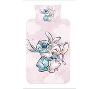 Disney Stitch Bedding Single Duvet Cover Set - Polycotton Pink Stitch and Angel Kids, Girls, Teen Bedroom Set with Pillowcase - Soft & Easy Care- Official (Single)