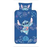 Disney Stitch Bedding Single Duvet Cover Set With Pillowcase - Girls Reversible Blue Polycotton Bedding - Official Lilo & Stitch Design - Easy Care, Machine Washable (Single)