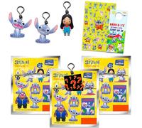 Disney Stitch Blind Bags Series 63 Set - Bundle with 3 Figural Bag Clips Plus Stickers for Kids, Boys, Girls | Disney Stitch Goodie Bags Pack