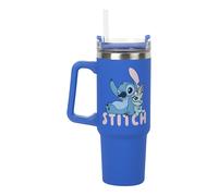 Paladone Disney Stitch 900 ml Blue Insulated Travel Cup and Straw, Officially Licensed Quencher with Handle for Iced Tea or Coffee, Pop Culture Merchandise for Fans