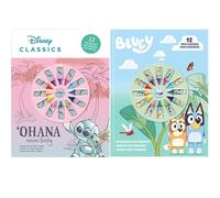 Disney Stitch & Bluey Kids A4 Notebook with 24 Mini Crayons - Official Colouring & Drawing Set for Boys & Girls - Travel Activity Kit | Creative Stationery Gift for Children 3+ | Non-Toxic Crayons