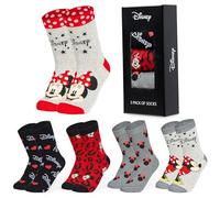 Disney Stitch Calf Length Socks for Women & Teens UK Size 2.5-7.5, Pack of 5 Soft Stretchy Work Casual Socks, Gifts for Women (2.5/7.5 UK, Grey Minnie Mouse)