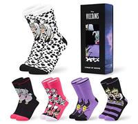 Disney Stitch Womens Calf Length Socks for Women Teenagers Soft Stretchy Socks Pack of 5 - Gifts for Women (4/7 UK, Purple/Pink Villains)