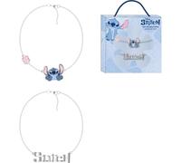Disney Stitch Children's Bracelet with Flower Charms and Textured Name on Adjustable Silver Chain | Official Jewellery Set for Girls Ages 3+