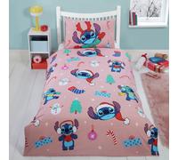 Disney Stitch Christmas Pink Kids Bedding Set - Single