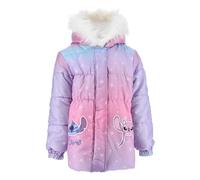 Disney Stitch Coat for Girls, Warm and Soft Padded Winter Jacket, Hooded Coat for Girls, Sizes 3 to 8 Years, pink, 6 Years