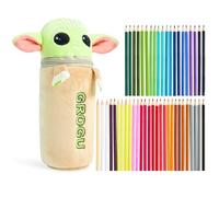 Disney Stitch Coloured Pencils with Pencil Case 48 Pcs Vibrant Colouring Set for Drawing Sketching School Travel Art Supplies Baby Yoda Stitch Gifts (Multi Baby Yoda)
