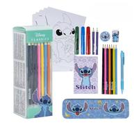 Disney Stitch Colouring & Stationery Set for Kids - Includes Pencil Case, Pen, Notepad, HB Pencils, Colour Markers, Colour Pencils, Eraser, Sharpener & Colouring Pages - Creative Gift for Kids