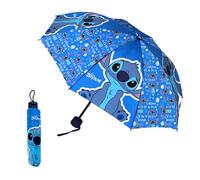 Disney Stitch Compact Folding Umbrella, Girls Umbrella, High Resistance Structure, Classic Umbrella, Children's Umbrella, multi-coloured, S