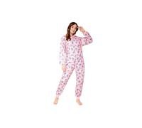 Disney Stitch Fleece Onesie for Women Teenagers Hooded Zip Up Warm Lounge Wear Women's Nightwear - Stitch Gifts (Pink Stitch, L)