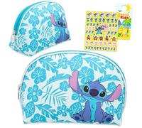 Disney Stitch Cosmetic Bag Set - Bundle Cosmetic Case for Makeup, Travel Size Toiletries Plus Stickers, More | Stitch Travel Bag for Girls, Women