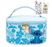 Disney Stitch Cosmetic Bag Set - Bundle with Oval Cosmetic Case for Makeup Travel Size Toiletries Plus Phone Decals Stickers | Stitch Travel Bag fo