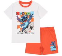 Disney Stitch COTTON boy's short-sleeved, two-piece pyjamas FOR SUMMER (UK, Numeric, 122, Regular, orange and white)
