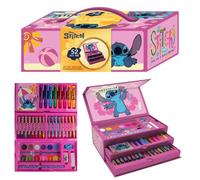 Disney Stitch Deluxe Colouring Art Box for Kids | 52-Piece Portable Art Kit with Markers, Crayons, Colour Pencils & More | Creative Drawing & Colouring Set | Gift for Boys & Girls