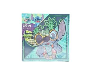 Disney Stitch Diamond Painting Set, Glow in the Dark Canvas 19 x 19 cm, Stitch Craft Set for Children from 6 Years, Diamond Painting Set with Accessories, Luminous Mosaic Picture for DIY
