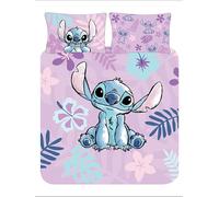 Disney Stitch Double Duvet Cover Set - Purple Reversible Bedding for Girls, Kids, Teens & Fans - Soft Polycotton, Easy Care, Includes Pillowcases - Official Cartoon Character Bed Linen (Double)