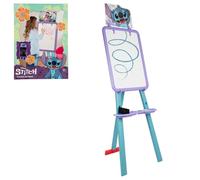 Disney Stitch Double-Sided Floor Standing Easel with Accessories | Chalkboard & Whiteboard Easel Set Includes 6 Chalks Marker Eraser Tray Disney Lilo & Stitch Characters Art Station | Ages 3+