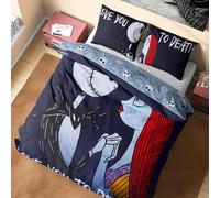 Disney Stitch Duvet Cover and Pillowcase Set Kids Teens Bedding Bedroom Accessories - Single or Double (Black Jack Sally Double)