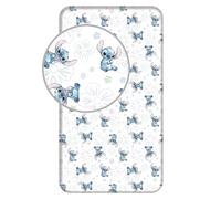Disney Stitch Fitted Sheet Stitch "Ohana White" 90 x 200 cm, 100% Cotton