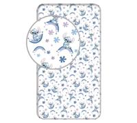 Disney Stitch Fitted Sheet Stitch "Rainbow" 90 x 200 cm, 100% Cotton, White