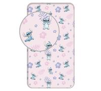 Disney Stitch Fitted Sheet Stitch with Flowers 90 x 200 + 25 cm 100% Cotton