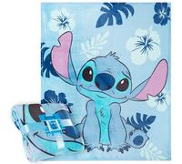 Disney Stitch Fleece Throw Blanket, 150 x 130cm Bedroom Decor - Stitch Gifts (Light Blue Stitch)