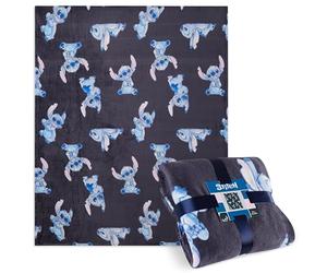 Disney Stitch Fleece Bed Blanket Soft Cosy Bed Throw Bedroom Decor Plush Throw Comforter 150 x 130cm for Bedroom Travel Sleepovers Stitch Gifts (Blue Stitch)