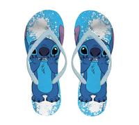 Disney Stitch Flip Flops for Women, Summer Sandals, Glitter Design for Teen Girls and Women, Sizes EU 36 to 41, blue, 6/7 UK